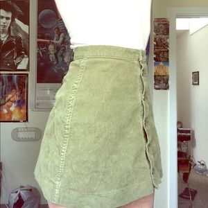 Green button up mini skirt